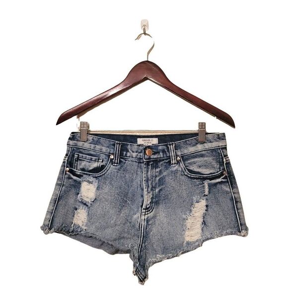 Forever 21 Womens Shorts 28 Acid Wash Distressed Jean Booty Cut Off - Picture 1 of 5